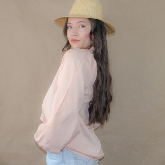 (35) vtg 70s peachy cottage core blouse - Picture 3 of 5